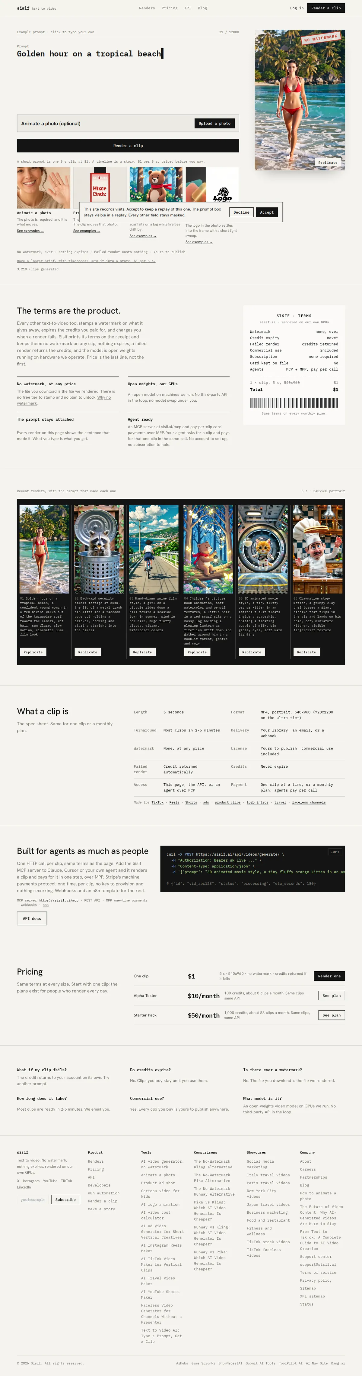 The homepage, with a prompt field and move chips for Wave and smile, Walk to camera, Dance, and Old photo
