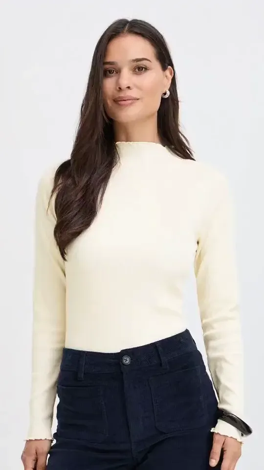 Mock-neck knit top, the clip.