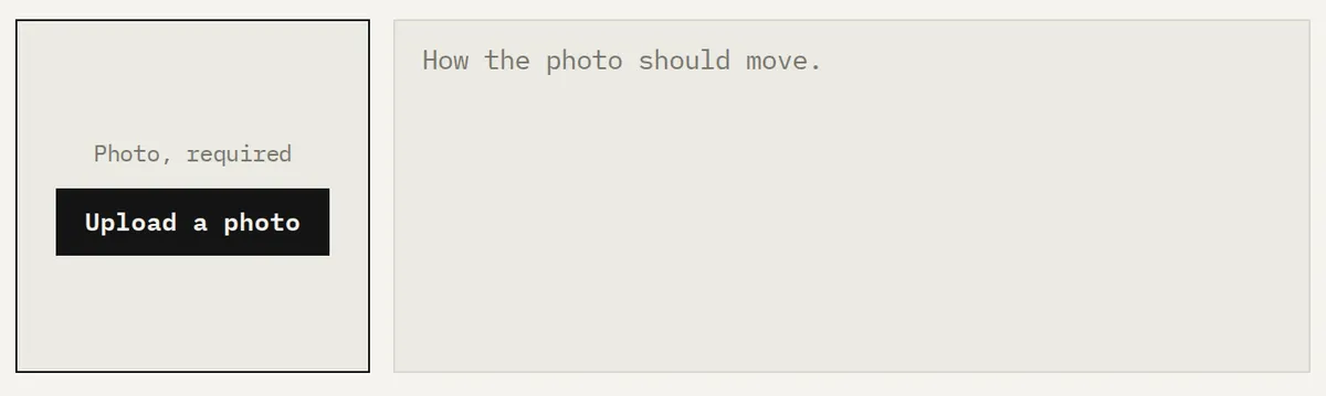 The photo upload field, labeled Photo, required, with the rights checkbox