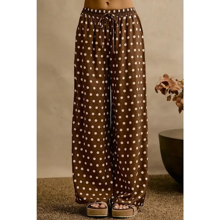 Polka-dot wide-leg pants